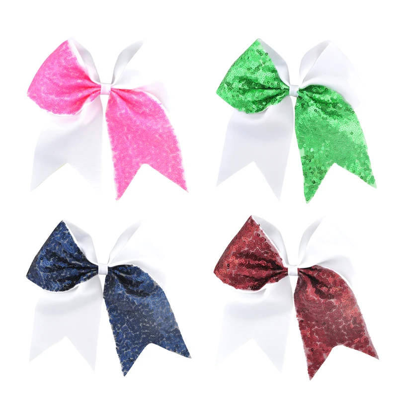 

7 Inch Ribbon Cheer Bows Hair Clips for Girls Women Patchwork Sequin Hair Bow Handmade Hairpins Barrettes Kids Hair Accessories