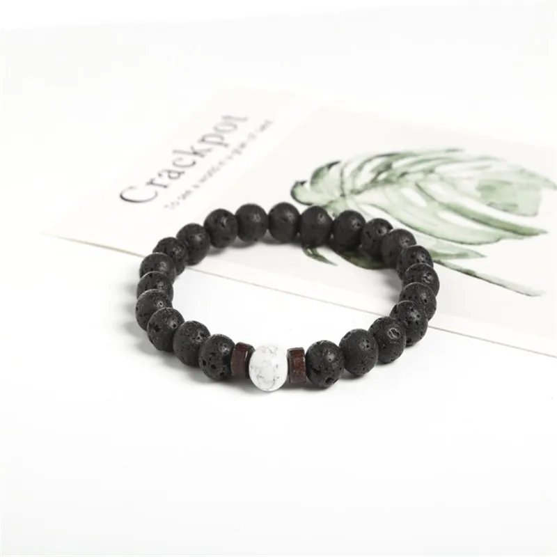 

Hot Stone Bracelet Beads Lava Homme Fashion Bangles Bracelet Men Wooden Bead Accessorie Jewelry Male Gift