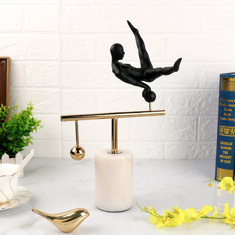 

Northern Europe simple modern gymnastics figure resin decoration model room office cabinet desktop marble home accessories