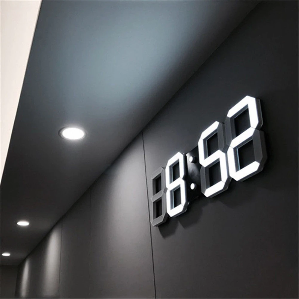 Цифровые настенные часы светодиодный Будильник с 3 уровнями яркости|Настенные - Фото №1