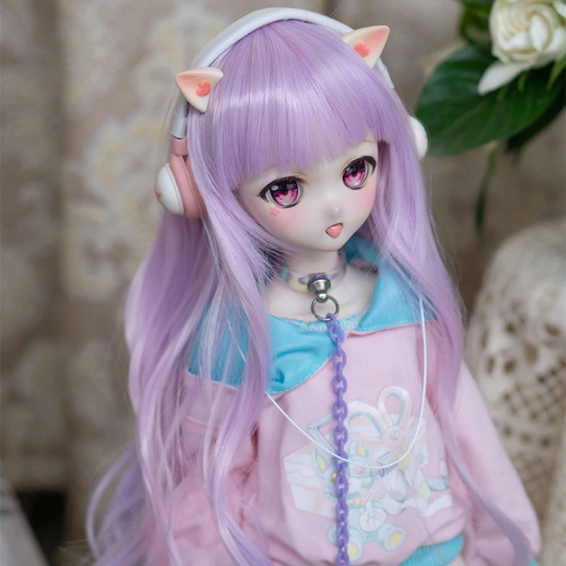 

Градиентный цветной парик для куклы 1/3 BJD MDD SD, милые Мультяшные аниме красивые девушки, челка, Длинные кудри, волосы для кукол, «сделай сам», н...