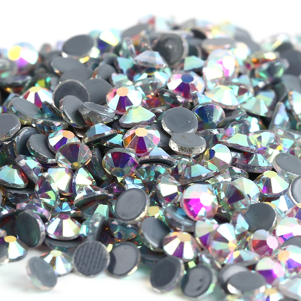 

S20 4.8-5mm Crystal AB Hot fix Rhinestones Super Bright Glass Strass Iron On stones For Fabric garment/Nail Art/Clothes DIY