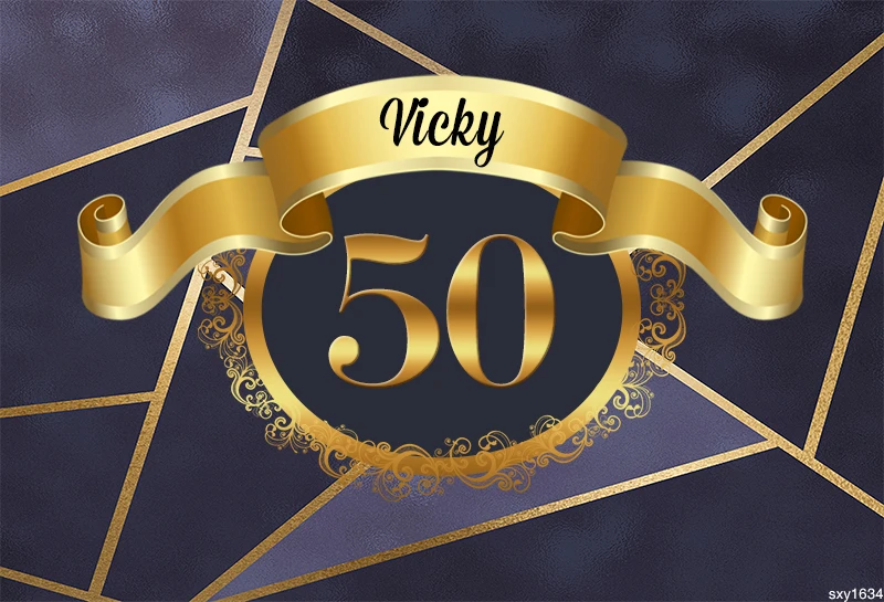 Задний фон Sensfun для вечеринки в честь 50-го дня рождения черная Золотая рамка ленты