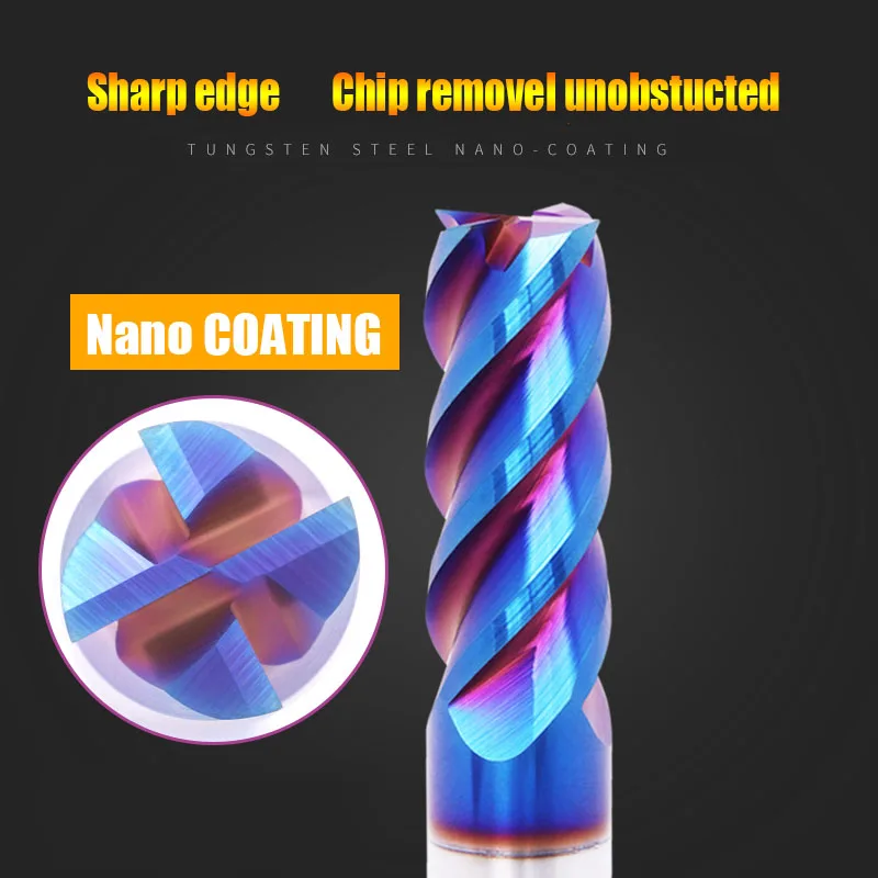 Высокоскоростной режущий станок с ЧПУ HRC65 HEC62 Вольфрамовая сталь 4 фрезы