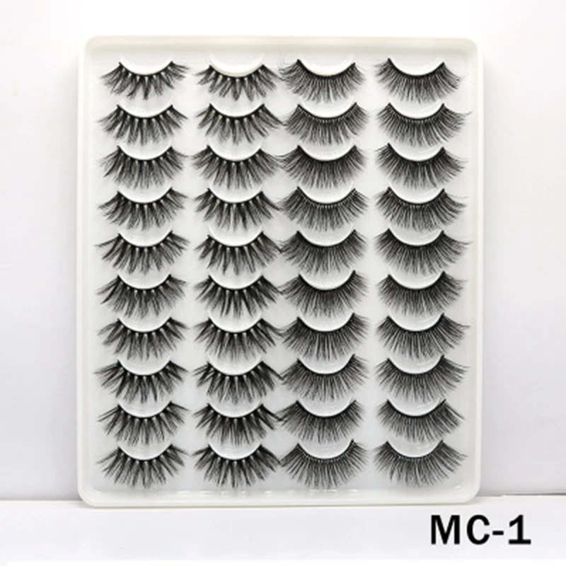 

20 Pair 3D Natural Bushy Cross False Eyelashes Long Hair Eye Lashes Black