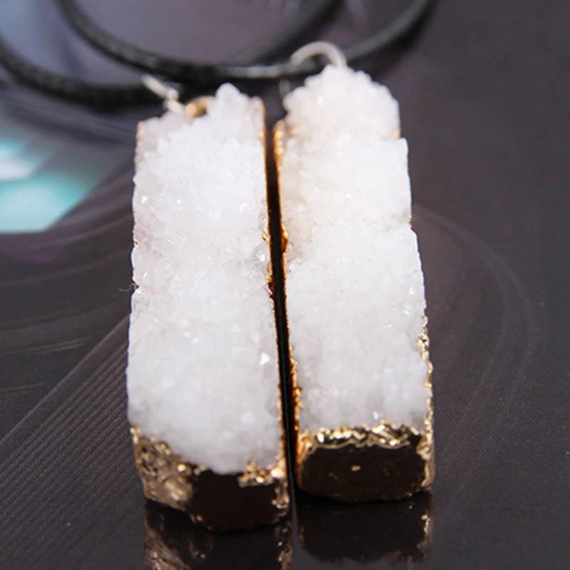 Reiki Raw Ore ювелирные изделия натуральный прямоугольник Druzy ожерелья для женщин