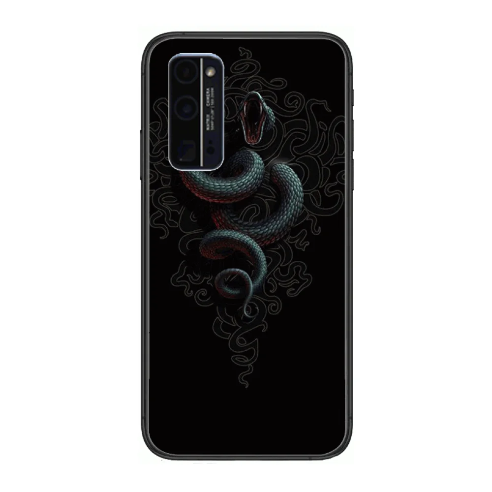 

Hand Snake Flower Snake Phone Case Hull For Huawei Honor 8 9 10 20 30 A S Lite Pro 5g i Black Back Soft Cell Cover Pretty