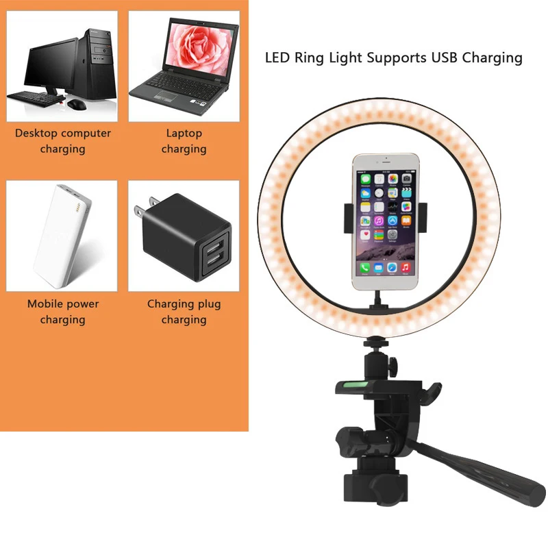 

10 Inch Selfie Ring Light with Adjustable Tripod Stand & Phone Holder LED Ring Light Compatible with Phones and Cameras