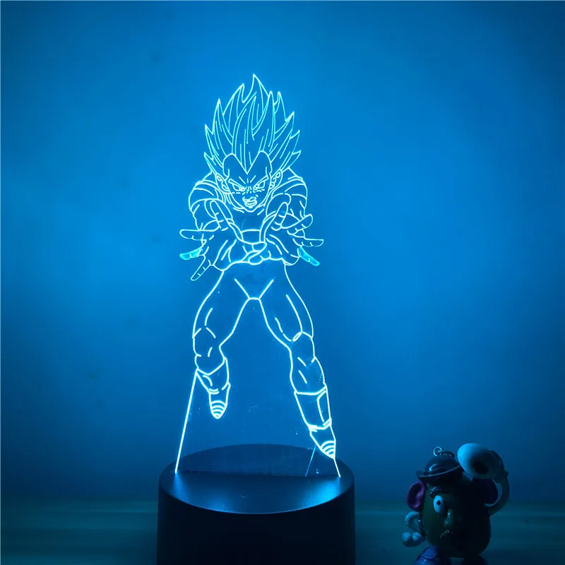Dragon Ball Z Вегета ГОКу супер сайян, «Жемчуг дракона 3D светодиодный Ночной светильник 7 цветов сенсорный оптический Иллюзия фигурку настольная лампа украшения