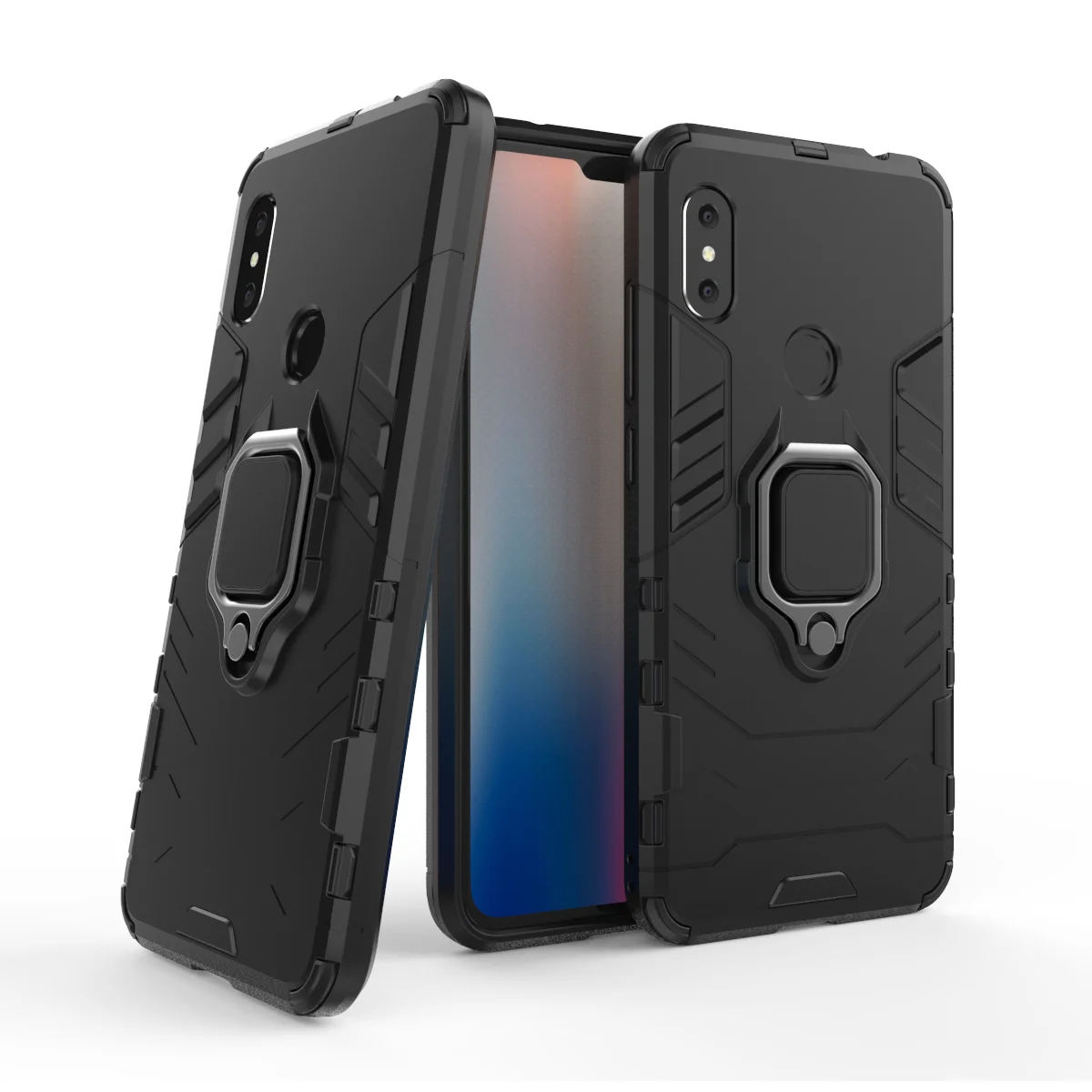 

Shockproof Armor Phone Case For Xiaomi Redmi Note 9 SE Poco F1 5 6 4 4X Pro Plus Fashion Rugged Metal Stand PC Protective Cover