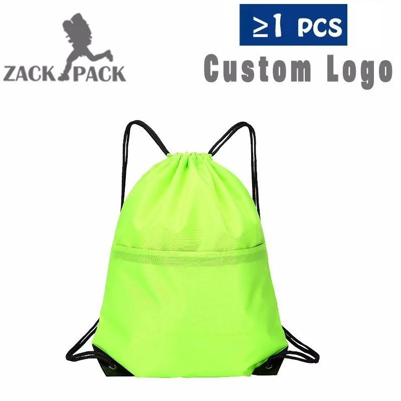 Green without logo 4 шт. сумка на шнурке, тренировочный брезентовый Рюкзак с логотипом на заказ, дешевая сумка, школьная спортивная водонепроницаемая сумка на шнурке для хранения - Цвет: Green without logo