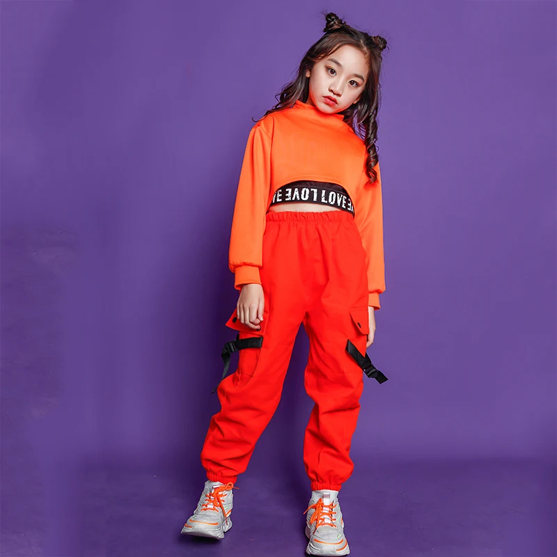 Детский костюм для джазовых танцев одежда в стиле хип-хоп девочек укороченная