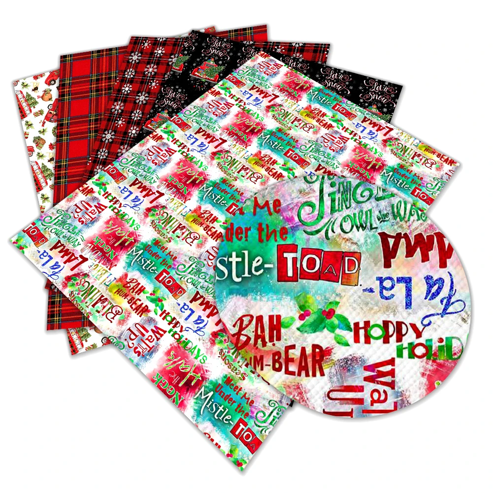 Тканевые листы из искусственной кожи с рождественской тематикой 30 х136 см