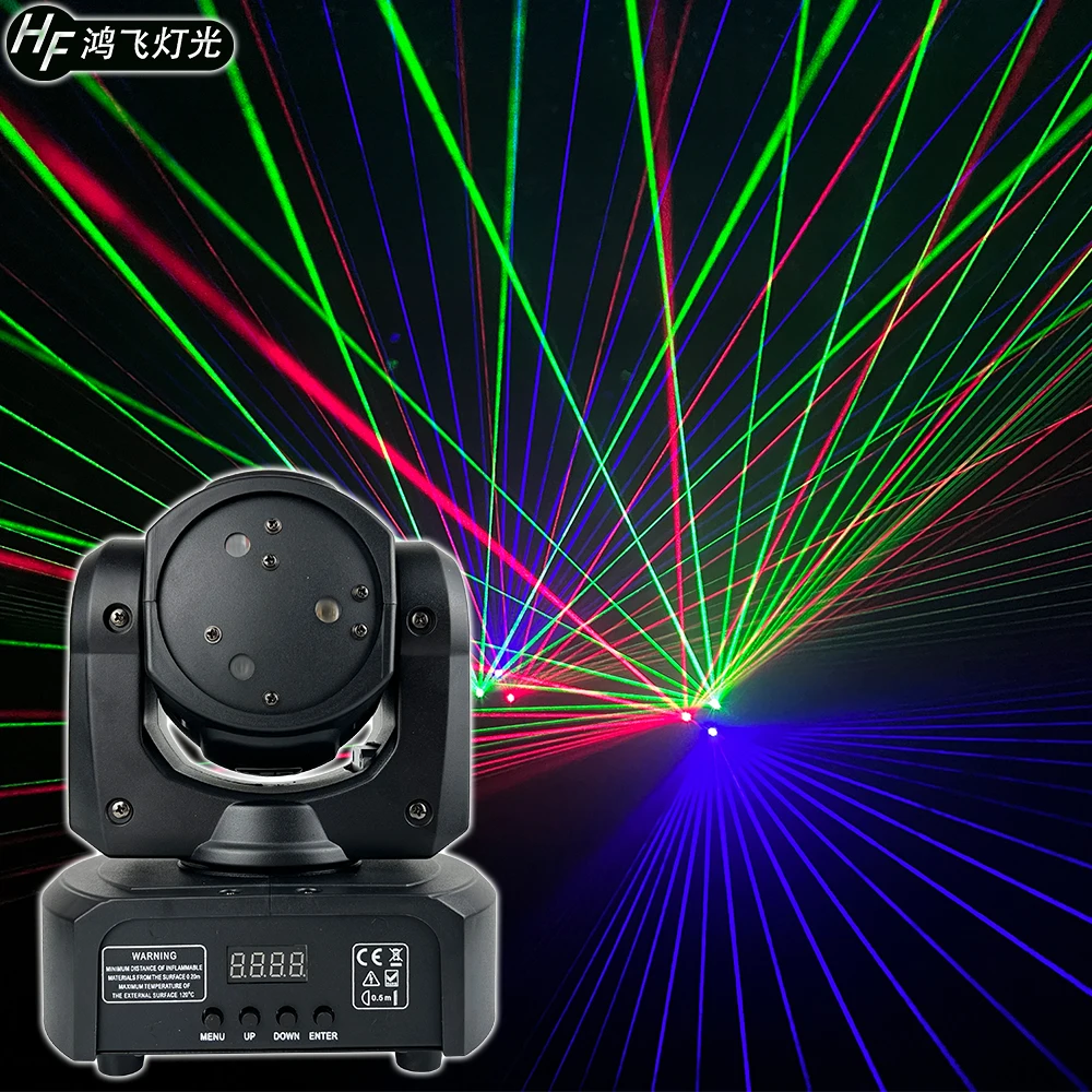 

RGB 3-цветная Лазерная Подвижная головка, полноцветная лазерная лампа с эффектом точечной матрицы, DJ-лазер с голосовым управлением