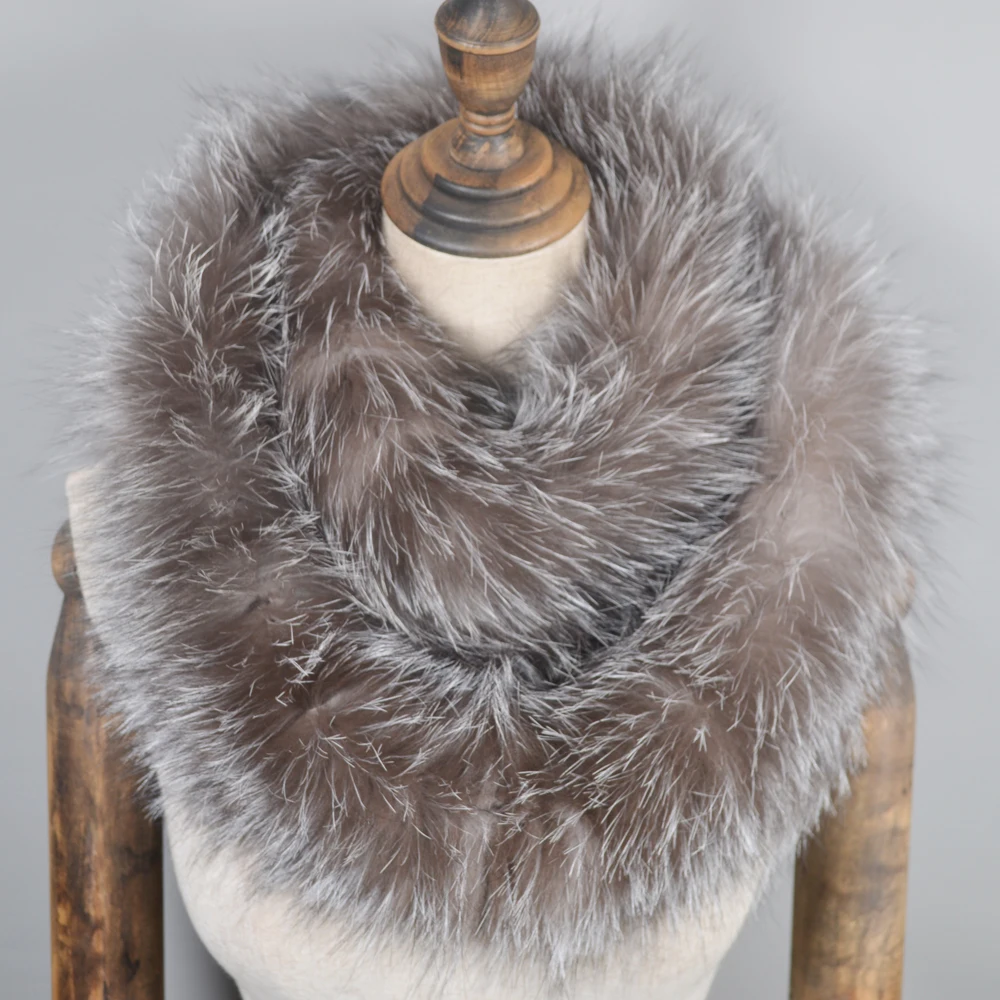 Шарф женский из натурального Лисьего меха большой теплый и мягкий 2021 натуральный