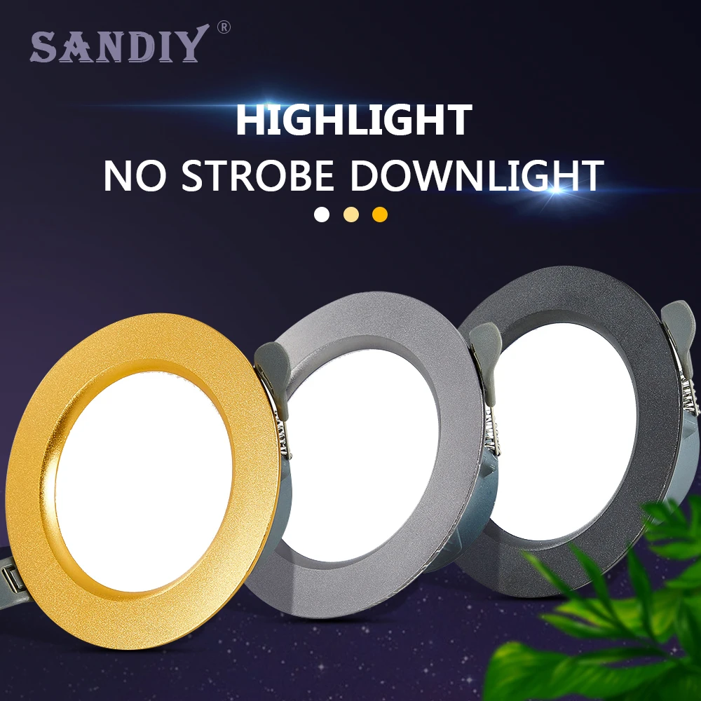 

Recessed LED Downlight Dimmable 3W/5W Flush Mount Ceiling Spotlight for Foyer Kitchen Bedroom Corridor Indoor Home Lighting