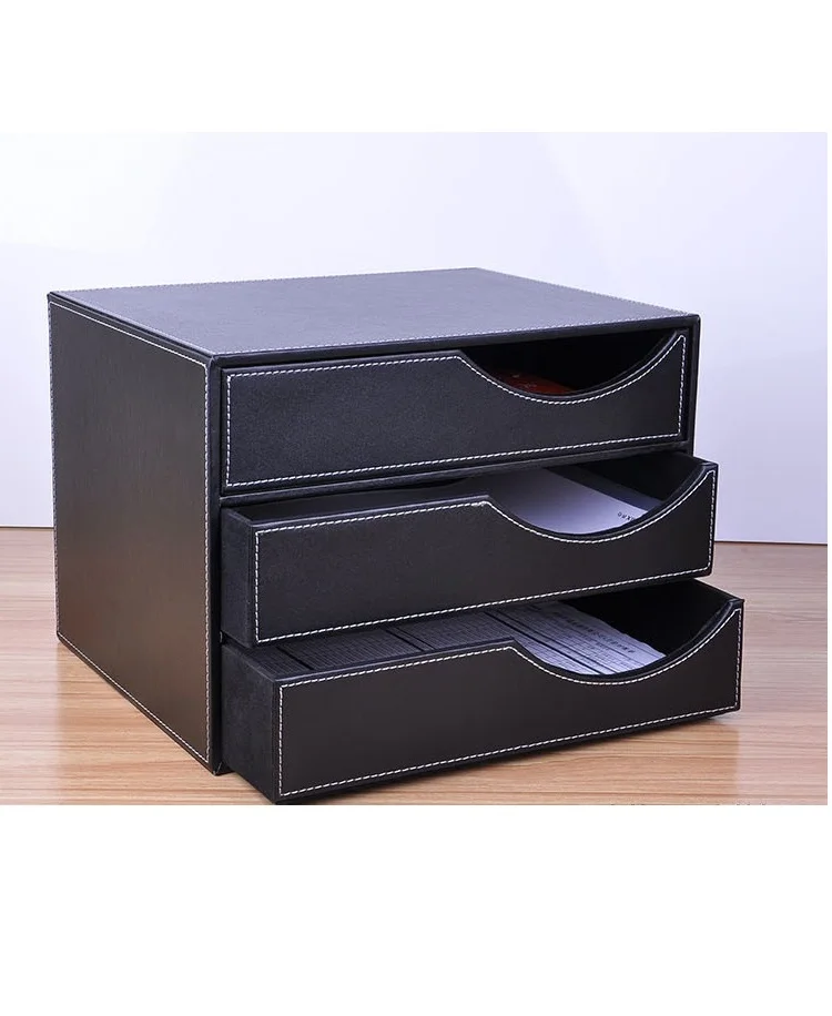 Ящик для шкафа из искусственной кожи A4|storage box|storage cabinet drawersdesktop storage |
