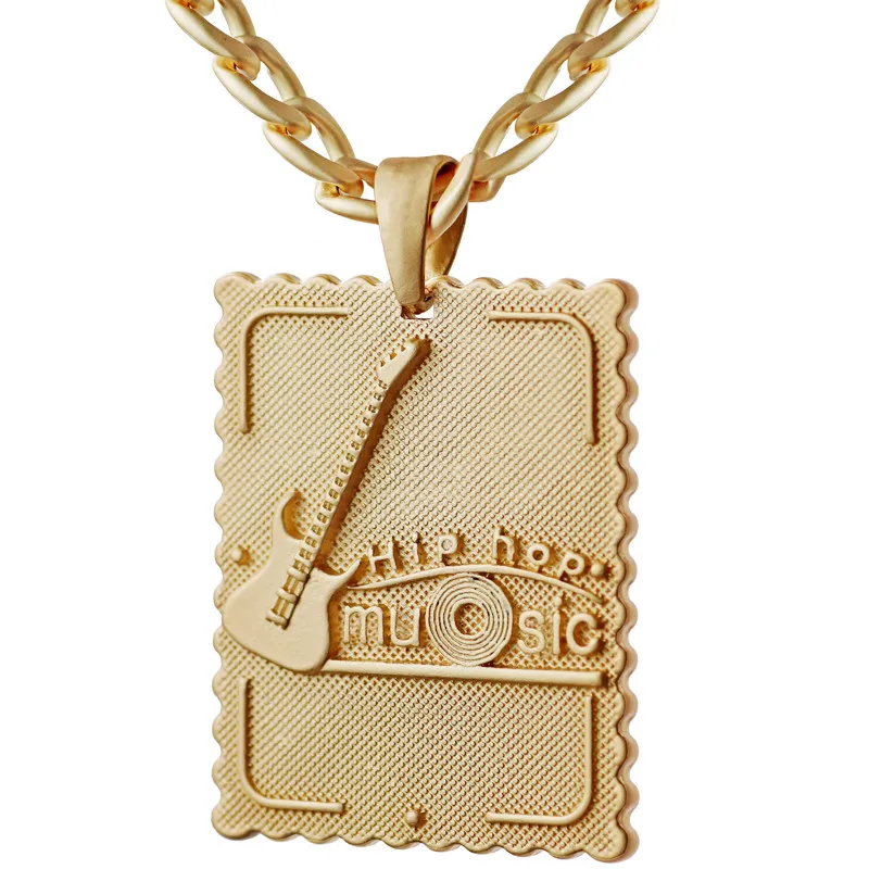 3D Rilievo музыкальный кулон в стиле хип-хоп ожерелье браслет из нержавеющей стали