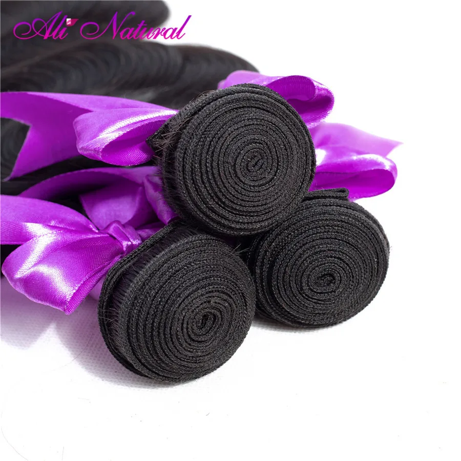 Перуанские объемные волнистые человеческие волосы 3 пучка с фронтальным