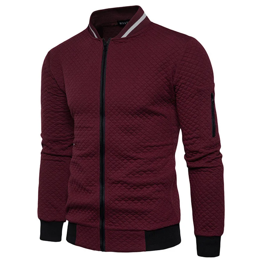 Wind Red Мужской клетчатый кардиган с длинным рукавом, толстовка на молнии, верхняя одежда, куртка, пальто, верхняя одежда, мужские топы, приталенная рубашка, Прямая поставка - Цвет: Wind Red