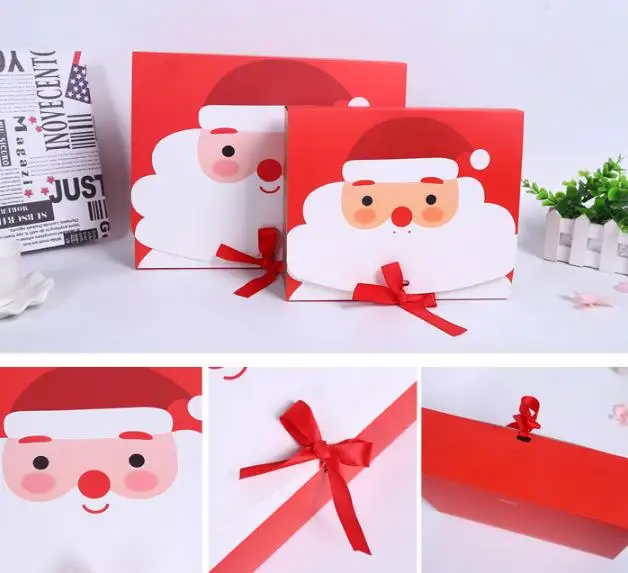 

200pcs Unique Christmas Eve Great Gift Box Santa & Fairy Design Papercard Kraft Present Favor Activity Box red green