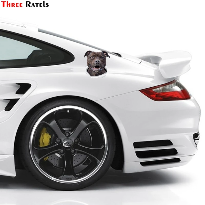 Три Ratels FTC 1055 Happy Staffie собака американский стаффордширский терьер 3D Стикеры