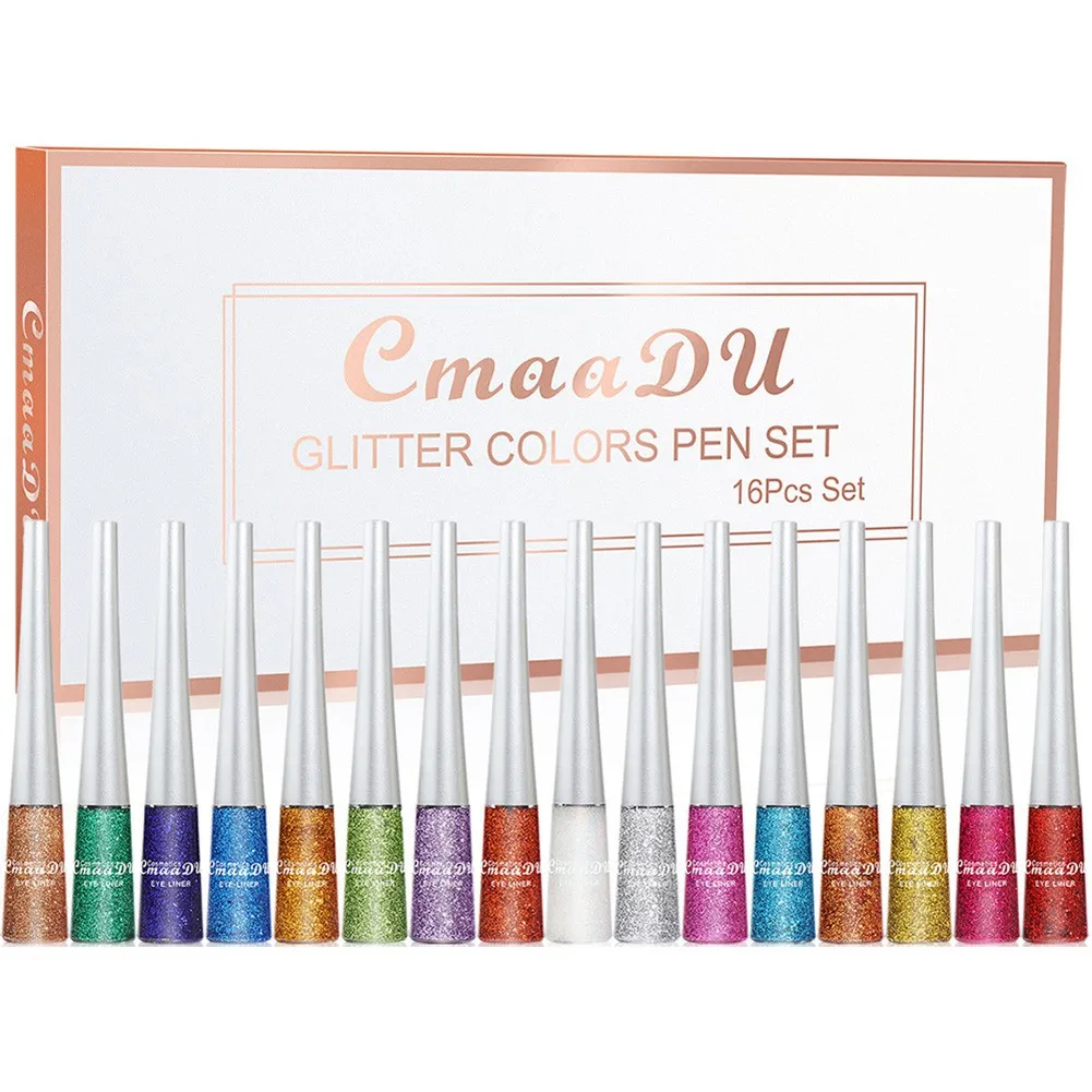 

16 Color Matte Sequins Neon Eyeliner White Black Red Green Colorful Eyes Makeup Long-lasting Waterproof Rainbow Pencil