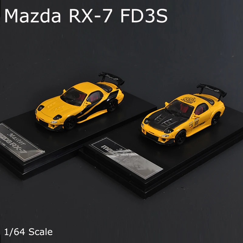 

Предзаказ Master 1/64 Mazda RX-7 FD3S RE Amemiya модель автомобиля из сплава литой под давлением-желтая лилия и углерод