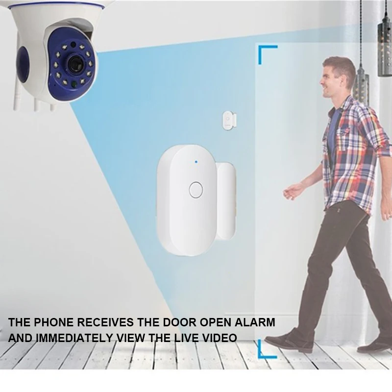 

Hot WIFI Window Sensor Independent Wireless Security Alarm Works with Notification Open or Closed No Hub for Smart Home