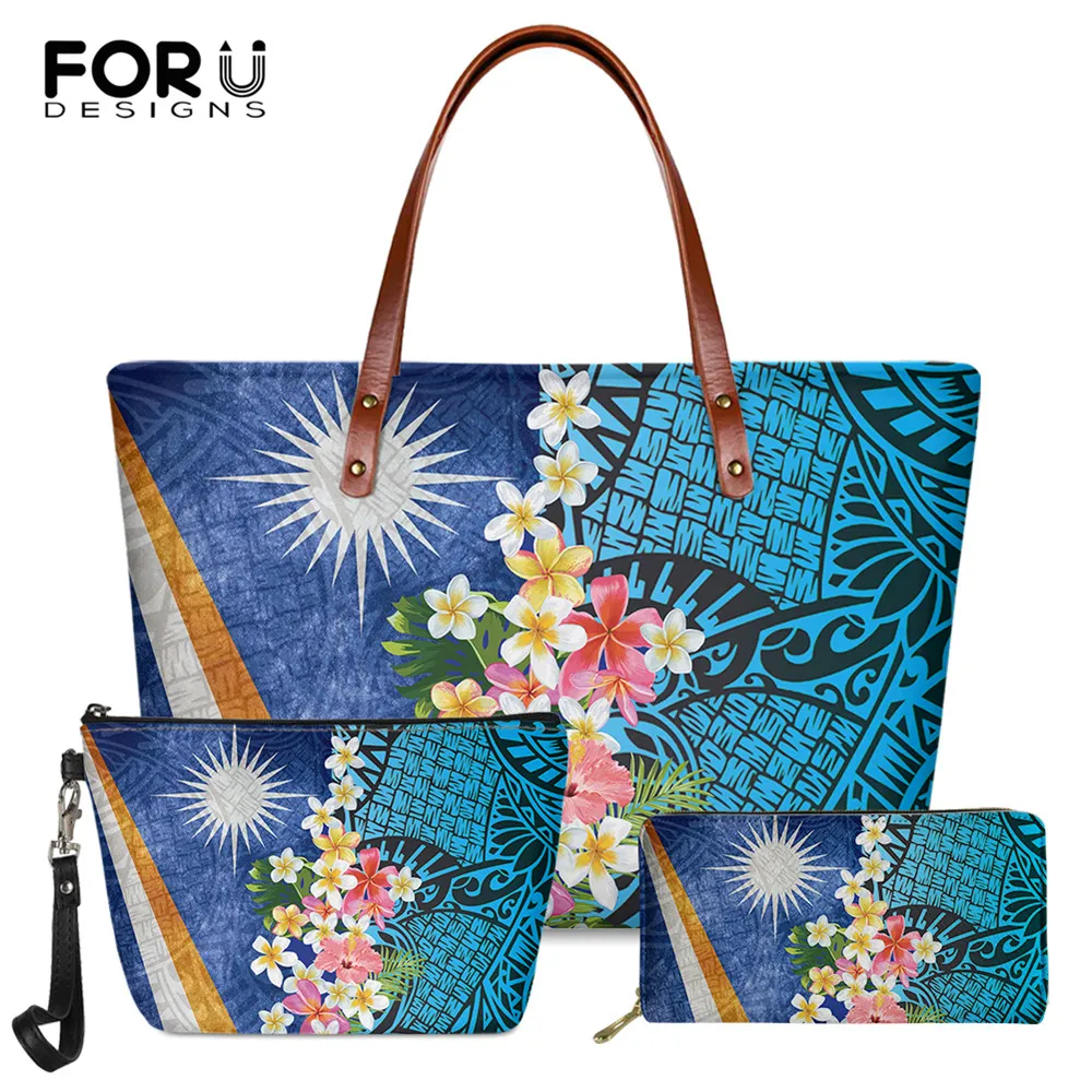 

FORUDESIGNS River Island Bag Hawaiian Plumeria Print Brand Design 2021 Hot Sale Women Shoulder Bag Large Capacity Handbag Purse