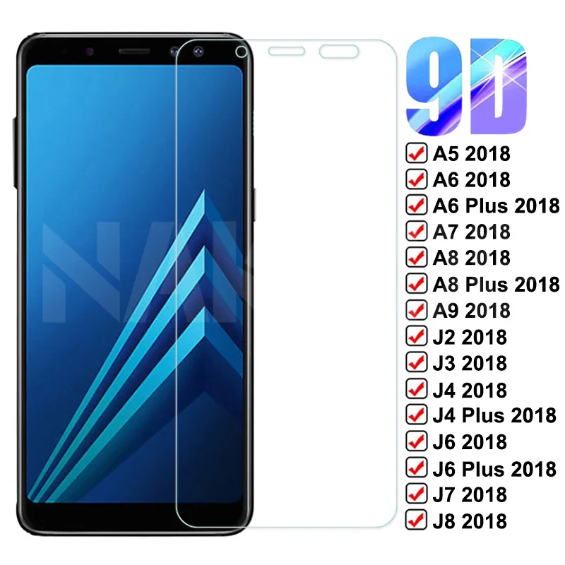 9D Защитное стекло для Samsung Galaxy A6 A8 J4 J6 Plus 2018 закаленное J2 J3 J7 J8 A5 A7 A9 A10 A30 A50 Защитная