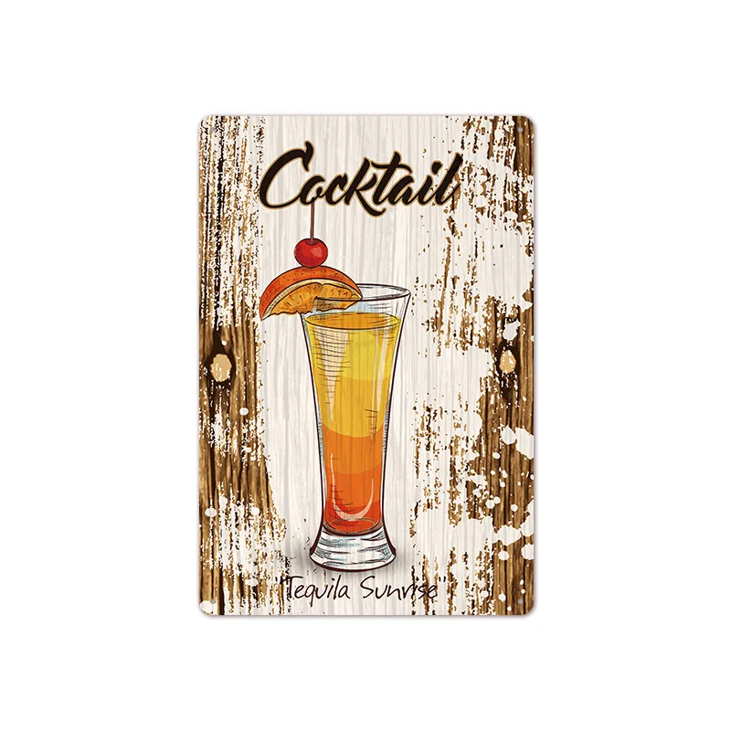 

Plaque Cocktail Fruit Juice Goblet Metal Sign Rusted Vintage Tin Sign Bar Pub Cafe Wall Decor Vintage Tinplate Poster 20X30Cm