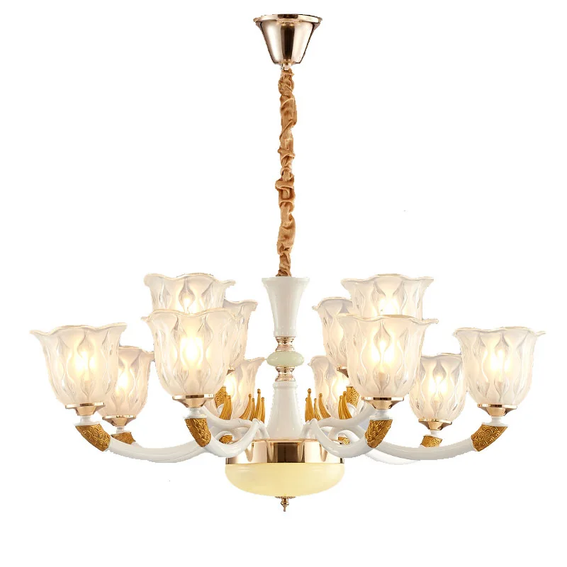 

European Zinc Alloy Led Chandelier Lighting Living Room Glass Led Pendant Chandeliers Lights Dining Room Hanging Lamp Fixtures