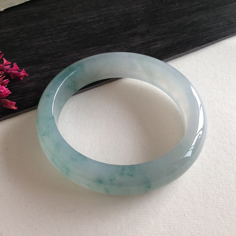 Zheru ювелирный браслет из натуральной ямайской Жадеиты резной Ледяной Синий