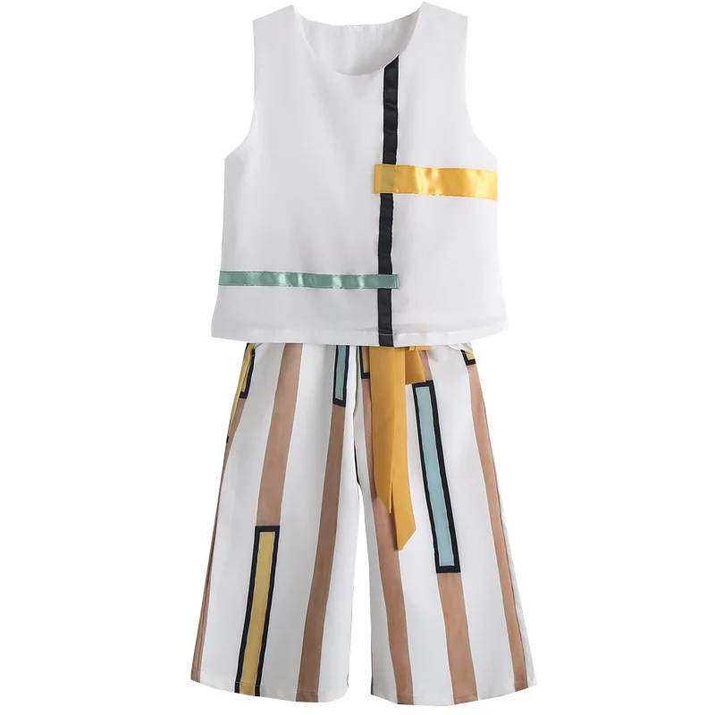 2021 летний костюм для девочек комплект одежды маленьких Детский принцессы без