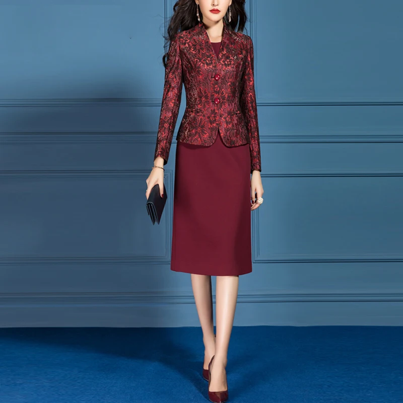 

Luxury 2 Piece Set Women Dress Female Jacket Ensemble Femme 2 Piece Sets Womens Outfits Conjunto Feminino Vestidos De Fiesta