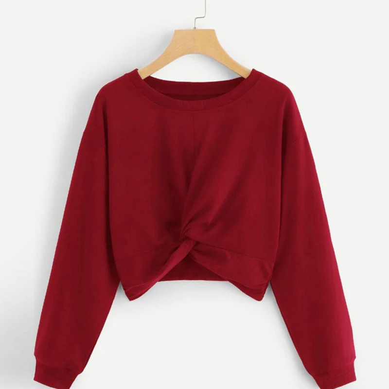 Базовая футболка Женская Повседневная Свободная Однотонная с круглым вырезом и