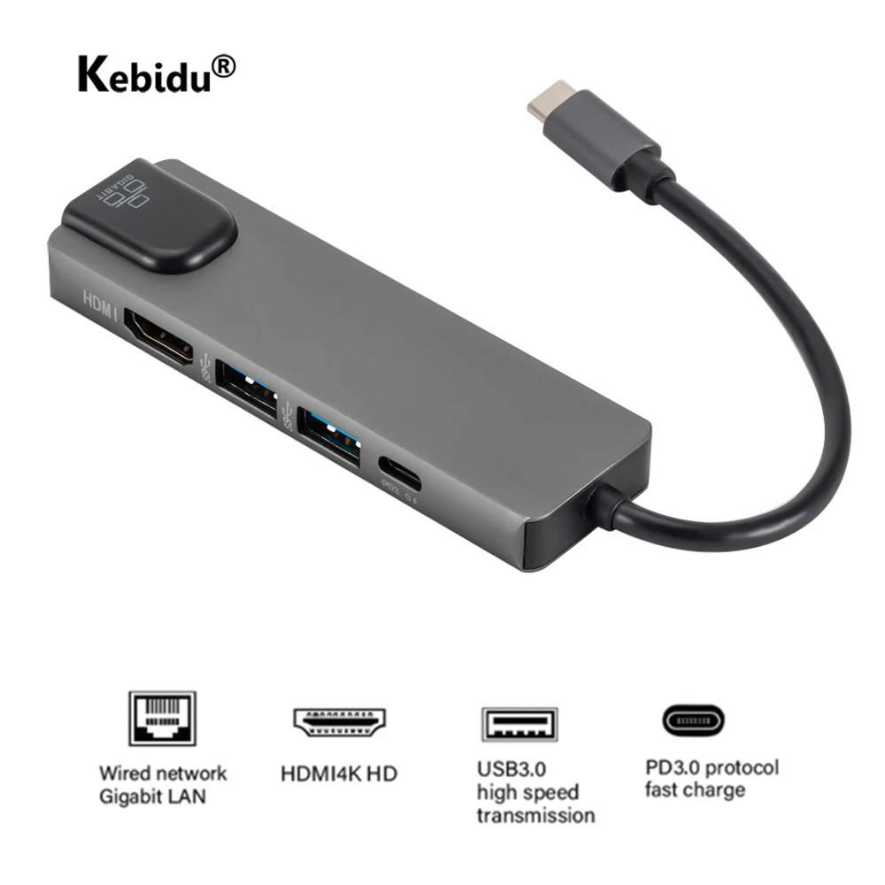 Концентратор USB Type C к Gigabit Ethernet Rj45 адаптер 3 0 HDMI с поддержкой 4K usb-хаб для Mac book Pro