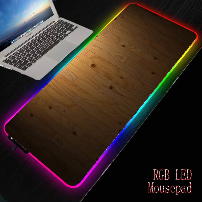 

Mairuige Wood Texture RGB Large Gaming Mouse Pad GamerComputer Mousepad LED illumination Keyboard Desk PC Mause Pad With Backlit