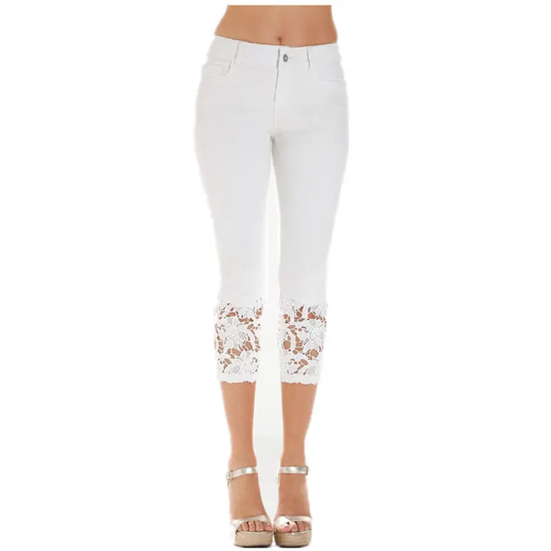 FREE RETURN New Summer Fashion Young Sexy Women Jeans Medium Waist Pants Lace-up Thin Cotton Capri |