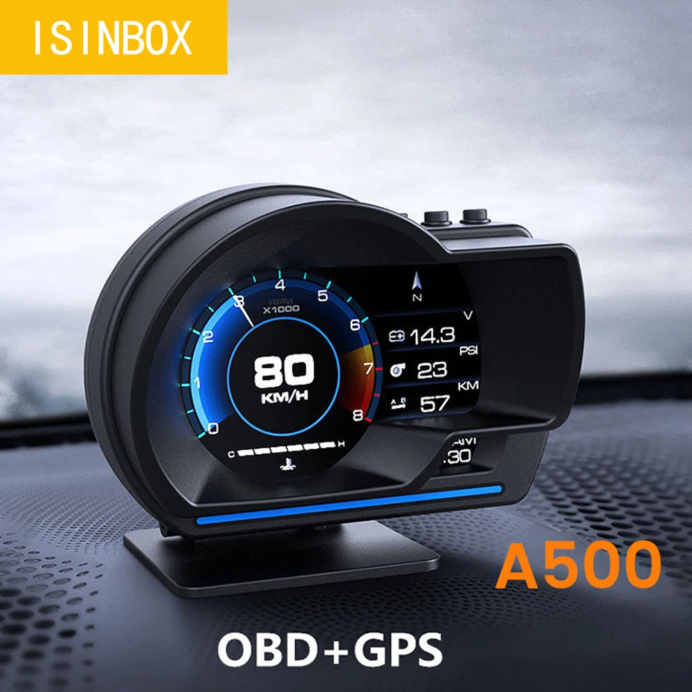 

OBD 2 II GPS Car HUD Multi-Function Head Up Display Smart Speedometer Overspeed Water Temperature Alarm System Turbo Boost RPM