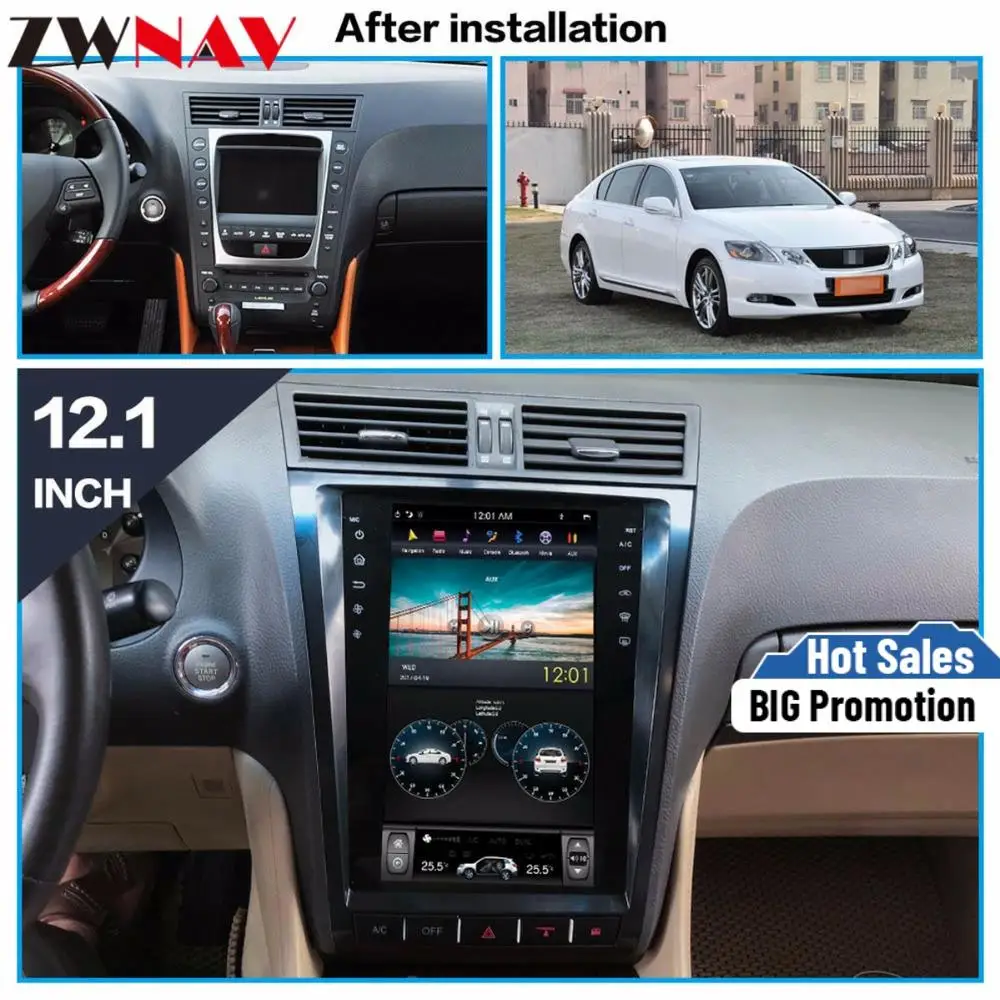 

Tesla style Android 7,1 большой экран автомобильный DVD для lexus GS GS300 GS350 2004-2012 Авто Аудио Видео Радио Стерео GPS навигация 1din