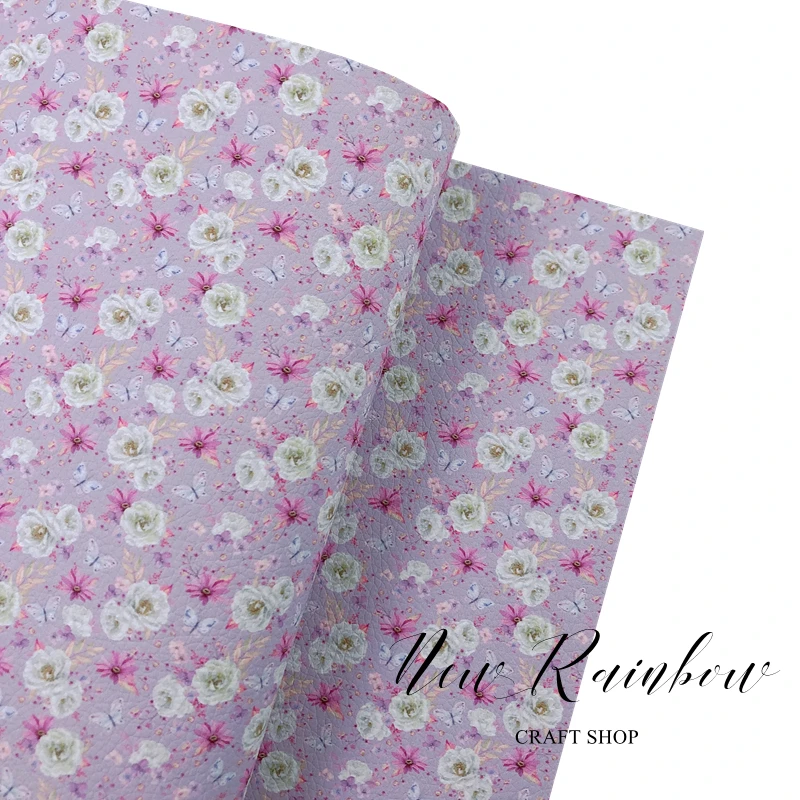 Новинка Радуга 30x13 8 см/рулон Розовый цветок и бабочка личи искусственная кожа для