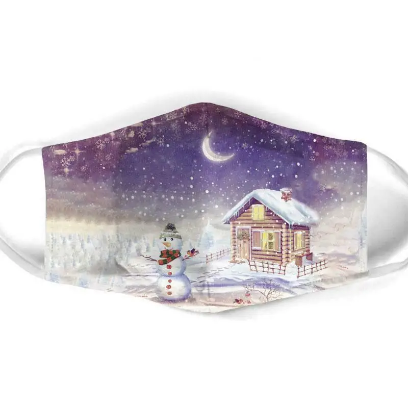 

Snowman Purple Night Halloween Christmas Face Mask, Washable Reusable 3D