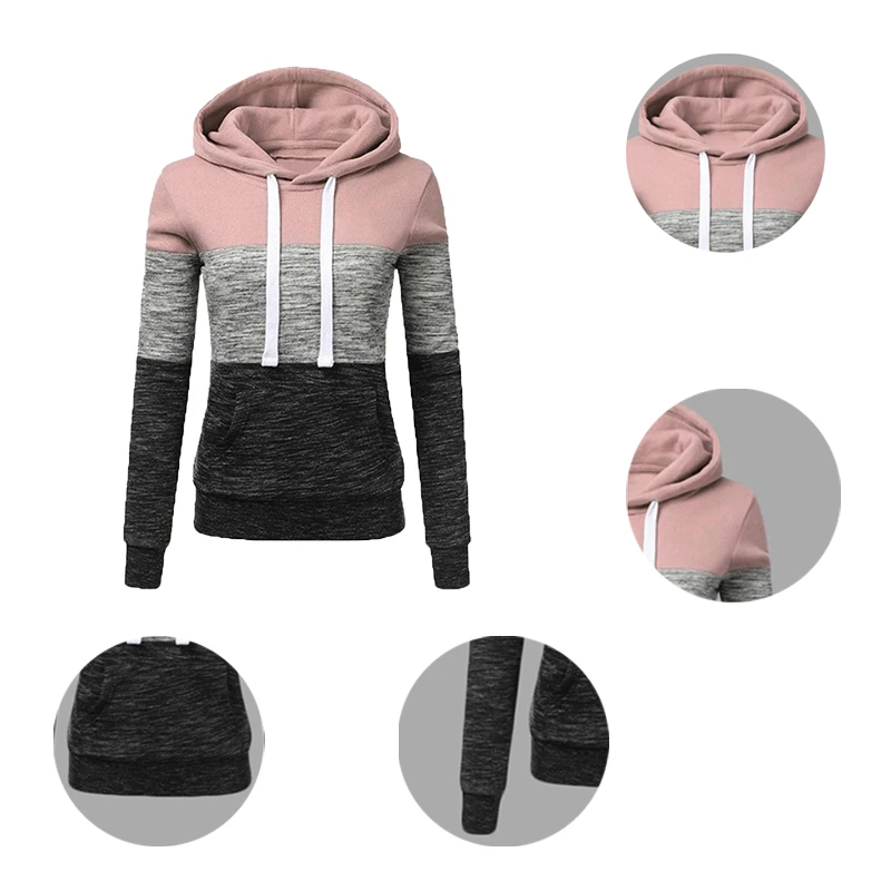 Women Sweetshirts Patchwork 2021 Autumn Winter Casual Oversized Female Hoodies Ladies Streetwear Top Hooded Clothes Aesthetic