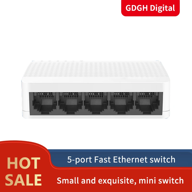 GLVISION GLS105 5 портовый Настольный Ethernet коммутатор 10/100 Мбит/с авто Согласование RJ45