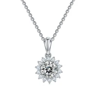 real 1 carat 6 5mm moissanite necklace for women 100 925 sterling silver sunflower pendant sparkling wedding party fine jewelry