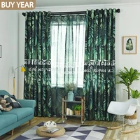 ins nordic style curtains for living dining room bedroom digital printing tropical rain forest green plants blackout curtains