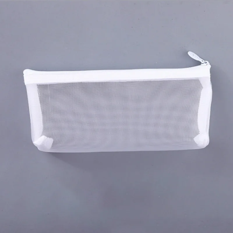 white 21x9x4cm Черный студент пеналы для школы прозрачный нейлоновый пенал девушка сетки пенал сумка для карандашей канцелярия Школьные принадлежности - Цвет: white 21x9x4cm