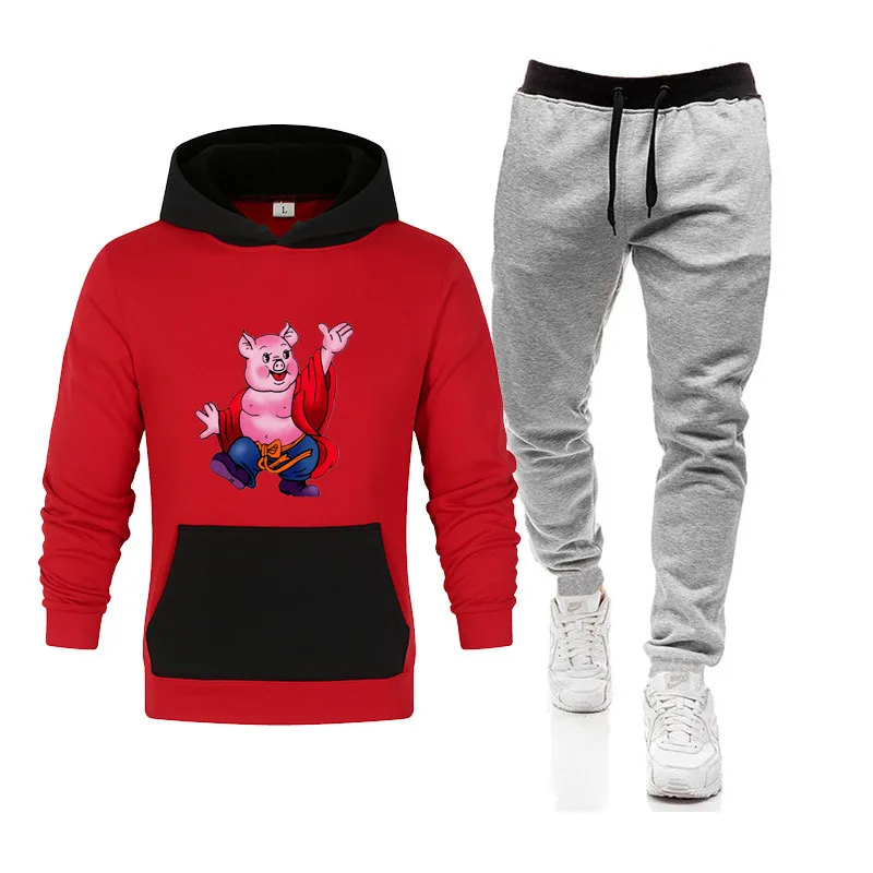 

2021 Spring And Autumn New Men's Printed Suit Hooded Pants Suit Fashion Casual Suit Hip-hop Street Style Sports Suit